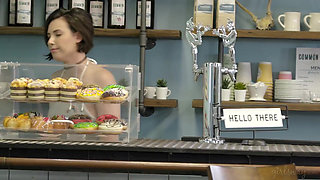 Girlsway - Casey Calvert Offers Free Pussy Eating as Cafe Grand Opening Special & Customers Line up