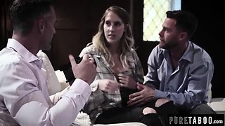 Petite Teen Cadence Lux Gets DP'd by 2 Random Guys After BF Fight - Rough Threesome & Deepthroat