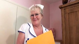 Granny Nurse Checks Over Old Guy