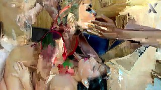 Hot Girl Gets Fucked in Spit Roast up the Ass