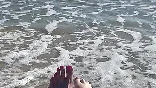 Waves Crashing on Size 16 Feet & Legs