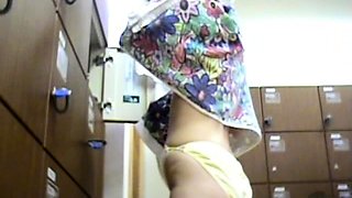 Cute amateur asian web cam girl playing with her toy