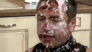 Submissive Slave Covered in Messy Delight