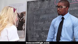 Innocenthigh - tiny blondie schoolgirl (Odette Delacroix) screws big black cock teacher