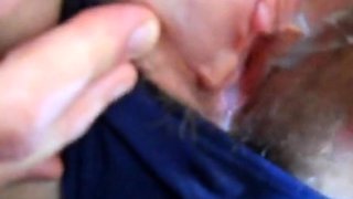 Hairy pussy girl gets fucked and filled with cum