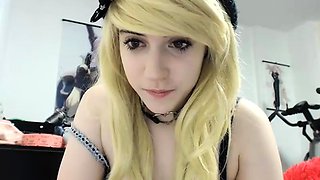 Cute blonde with big boobs solo