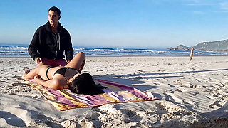 CAUGHT COUPLE, hot couple on the public beach.