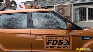 Watch MILF Examiner distract Male Student while she takes a cumshot in fake driving school