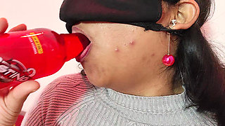 Stepsister Sucking Sting bottle, and pussy licking by stepbrother