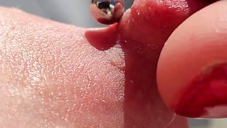 Playing Pierced Nipples Close up on Balcony