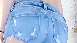 Jean Shorts Show off - Cum All Over Sophia Sinclaire's Jean Shorts - 4K Mp4