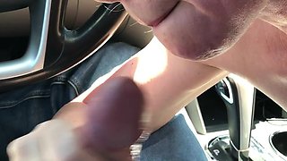 Big Cock Blowjob in a Rolling Car