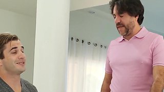 Curvy ebony gave in and had sex with her trying stepson right in the kitchen