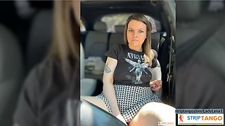 LadyLena1 Masturbating in her car with vibrator and dil