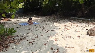 Public Pickup Stepmom and Stepdaughter on Beach - Risky Dick Flashing