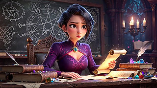 Tired Witchcraft Teacher Uses Spell and Gets Claimed by a Golden Ghost Cock (ai Generated)