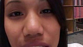 Amateur student blowjob on the balcony pov