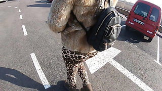 Cheating Wife Goes Fur-coat Shopping with Her Husband's Friend. She Will Suck His Cock Out-door 221