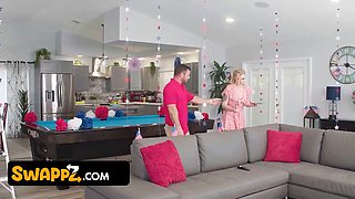 Horny tiny daughters-in-law can’t resist stepdaddy shaft during the game