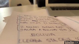 Roommate caught fingering her pussy and gets my big dick in return - rough fuck with facial and cum in mouth