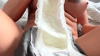 BurstingMeg - Using my vibrator while peeing in my diaper