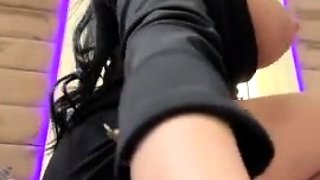 Brunette seductress working her big boobs and hot ass