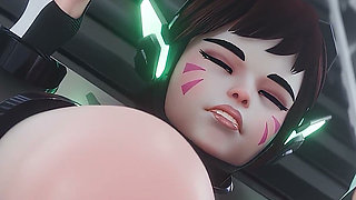 D.va - Clit Stroker & Anal Fuck Machine Squirt Overwatch 3D Fetish Porn