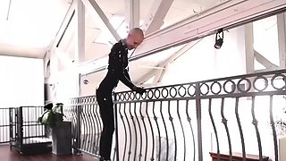 Latex slut solo anal masturbation