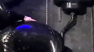 Gimp fucked in the dirty toilet