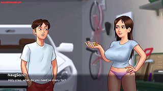 Lucky Pervert Helps Busty Sexy BBW Lonely Neighbor MILF in Her Garden She Tries To Seduce Him - Summertime Saga 04 3D Games