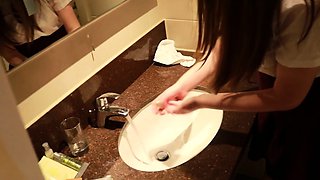 Amateur Asian College Teen Gives Blowjob