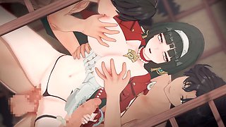 3D hentai gangbang featuring intense action