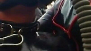 Dominating gas mask man