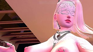 Light-haired virtual stripper dances for her master and gets pounded hard