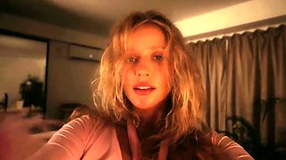 Sexy Blonde Babe With Big Boobs Strips Bra