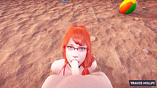 Day of Beach: Nudity Beach with Redhead Stepsister