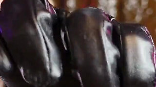 Blonde MILF in Leather Gloves and Fur: Fetish Asmr Free Video - Pretty Braces Face