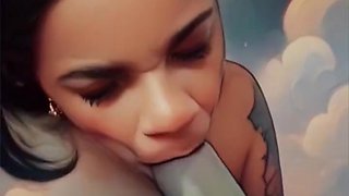 Korean Couple Do Filter Blowjob Big Dick Suck And Swallow Deep Throat With Car Toon