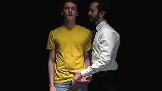 Skinny lad gets a toy and fingers in his asshole