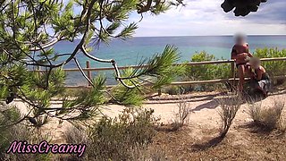 Dick Flash - I Pull Out My Cock in Front of a French Girl... Beach Path and She Helps Me Cum in Mounth Caught!!!
