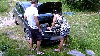 Hard anal and blowjob with a brunette