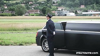 Limouside double blowjob with hot dolls Anissa Kate and Eva Parcker