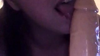 Amateur brunette teen does toy anal on her webcam