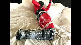 RED LATEX high heels BONDAGE