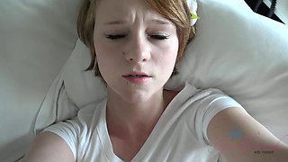 Lucy Valentine rides your cock in bed (POV Style)