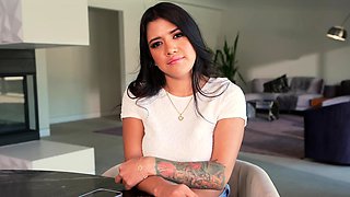 Petite Latina Bends Knees For A BBC