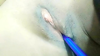 Soft pussy rubbing in my bedroom