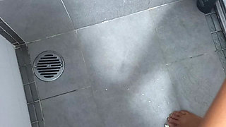 Sensual Red Nails Soapy Shower Handjob