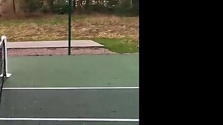 Cherry Kiss takes a tennis lesson and fuck on the court