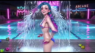 Explicit Jinx Hentai Compilation, Wet Shiny Body, Multiple Poses, Arcane Ai